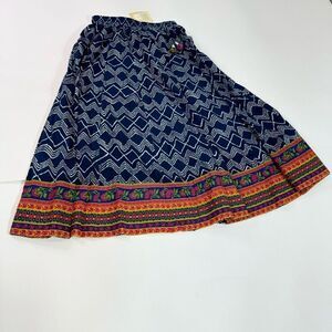 Morpankh Skirt Womens XL Blue A-Line Maxi Skirt NWT Boho Tassles Floral